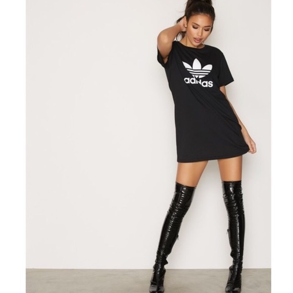 adidas shirt dress black